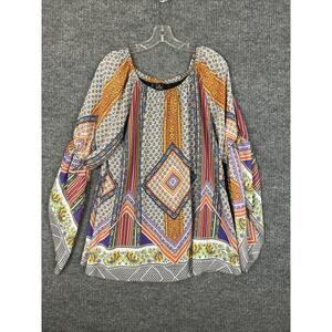 New Directions Womens Bohemian Patchwork Fairy Top Size XL Artsy Hippie Festival